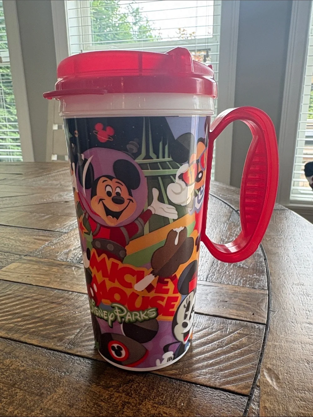 Disney Mickey Mouse Plastic Travel Mugs - Pink and Black Handles